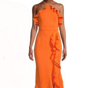 NWT Elliatt Dimness Halter Ruffle Midi-Dress Size M